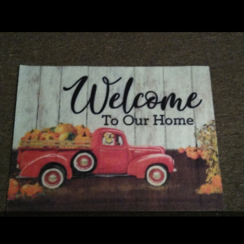 Red Truck Autumn Door Mat